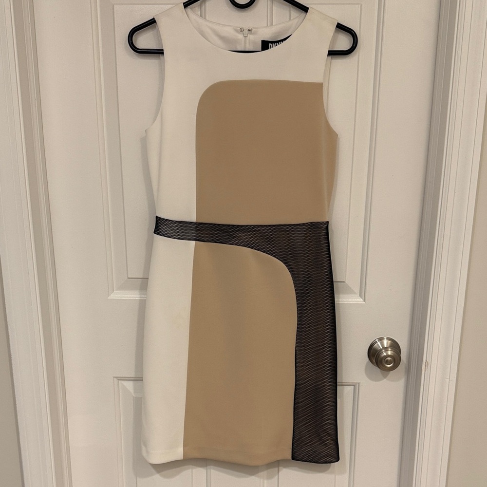 DKNY Mini Dress in Cream, Tan, and Black (NWT)